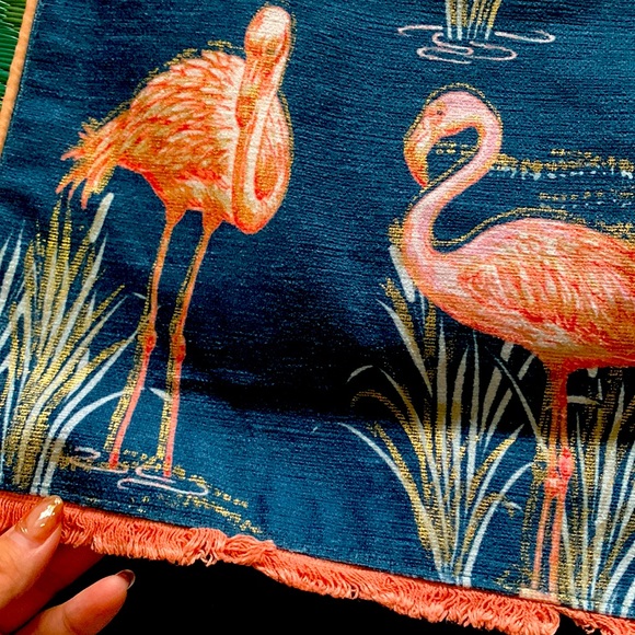 ☀️ Weekend Happiness SALE☀️  6F Navy Pink Gold Flamingo Table Runner - Picture 5 of 8
